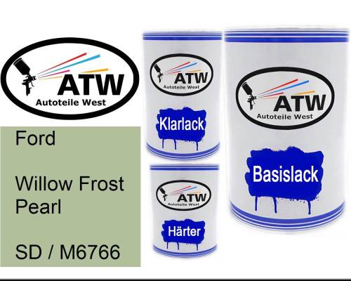 Ford, Willow Frost Pearl, SD / M6766: 500ml Lackdose + 500ml Klarlack + 250ml Härter - Set, von ATW Autoteile West.